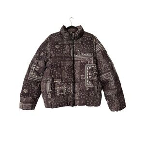 Maison Article Jacket Men LargeBrownPaisley Full Zip‎ Patchwork Puffer Gorpcore